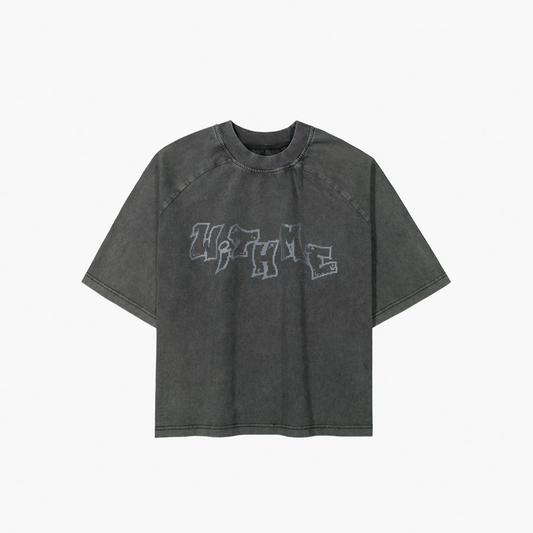 WITHME OFF PRINT T-SHIRT - WASHED BLACK
