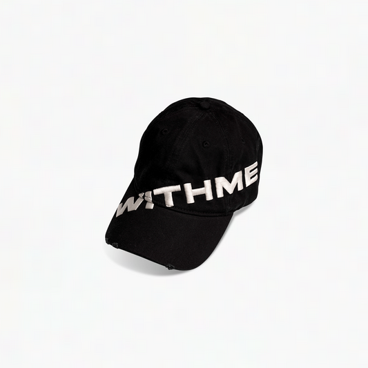 WITHME DISTRESSED BASEBALL CAP - BLACK